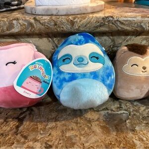 Bundle of Squishmallows Pink, Blue, and Brown Plush Set